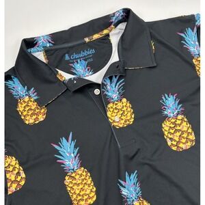 Chubbies Men's XL‎ Polyester Black Pineapple Print Short Sleeve Polo